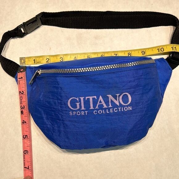 Vtg Gitano Sport Collection Belly Bag 80s 90s Fanny Waist Pack Blue Large Zip Po - Picture 5 of 6